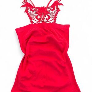 Red Iconic early 2000’s y2k Lace Halter Top